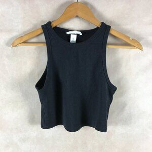 H&M Black Ribbed Crop Tank Top SMALL